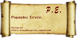 Popesku Ervin névjegykártya